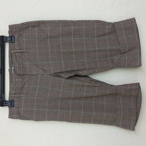 GAP Stretch Vintage Tan Herringbone Plaid Bermuda Rolled/Cuffed Shorts Size 6